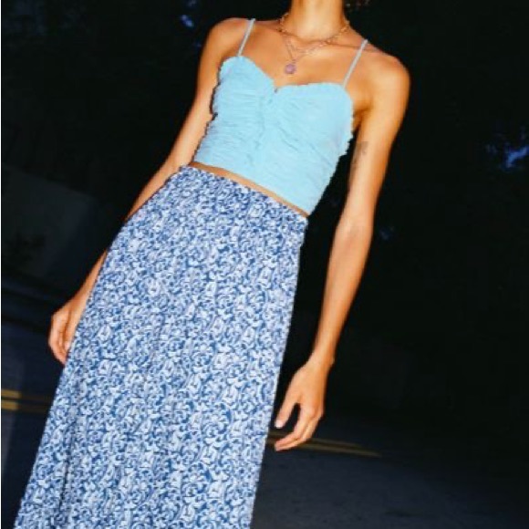 Brand New Zara Floral Print long skirt in size S. Navy Blue. - Picture 9 of 9